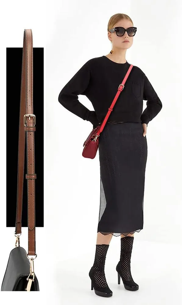 0.47" Mini Leather Purse Strap Adjustable Belt Crossbody Bag Wide Purse Straps Replacement Crossbody Gold Clasp Ivory
