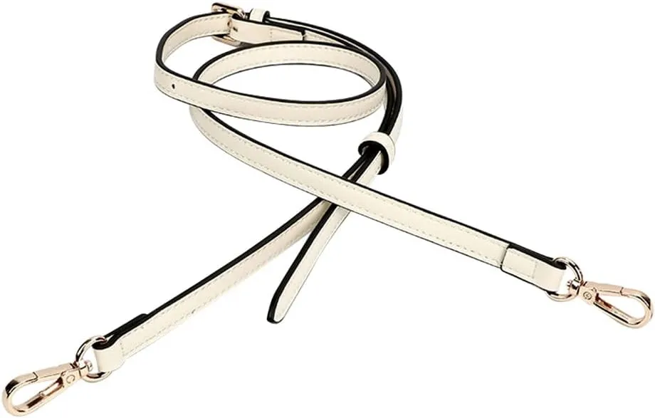 0.47" Mini Leather Purse Strap Adjustable Belt Crossbody Bag Wide Purse Straps Replacement Crossbody Gold Clasp Ivory