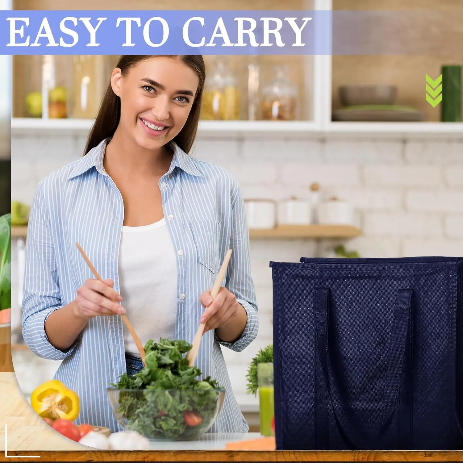 10 Pcs Insulated Shopping Bags For Groceries Large Reusable Cooler Bags Thermal Totes With Zippered Top For Hot Cold Food Delivery Refrigerator Pizza(Navy Blue)
