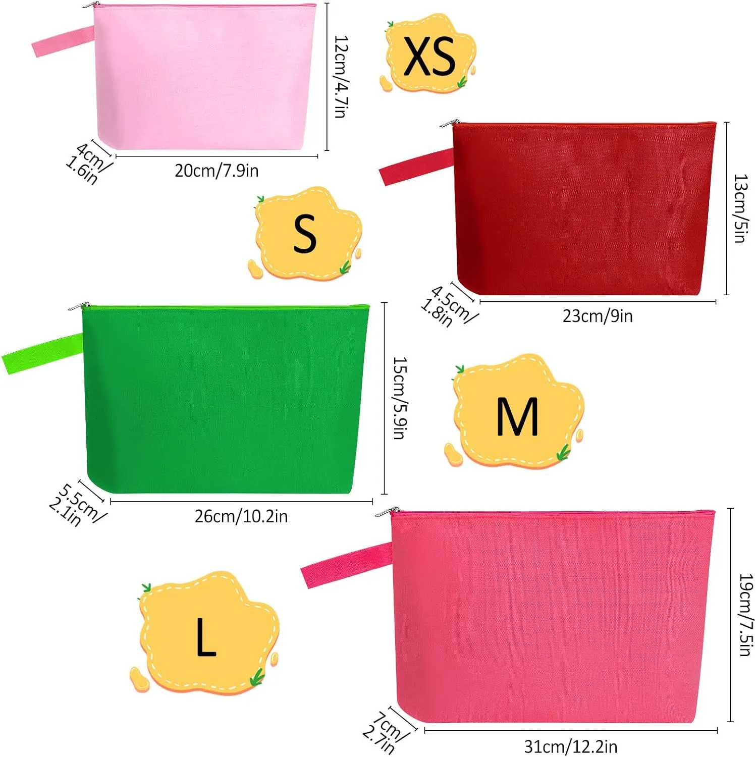 10 Pieces Cotton Canvas Makeup Bag with Bottom and Strap, Multi-Purpose Cosmetic Bag with Zipper Travel Toiletry Pouch, Blank DIY Craft Bag Pencil Bag (Multicolor 02, M) (MN-WB07)