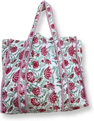 100% Cotton Tote Bag Shoulder Bag Quilted Cotton Handprinted Reversible Tote Bag For Shopping Grocery & Beach Bag Picnic Bag