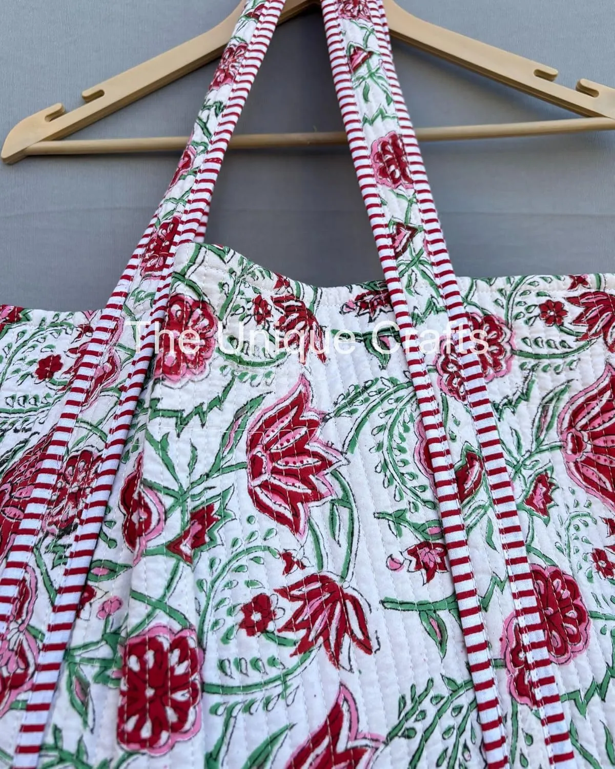 100% Cotton Tote Bag Shoulder Bag Quilted Cotton Handprinted Reversible Tote Bag For Shopping Grocery & Beach Bag Picnic Bag