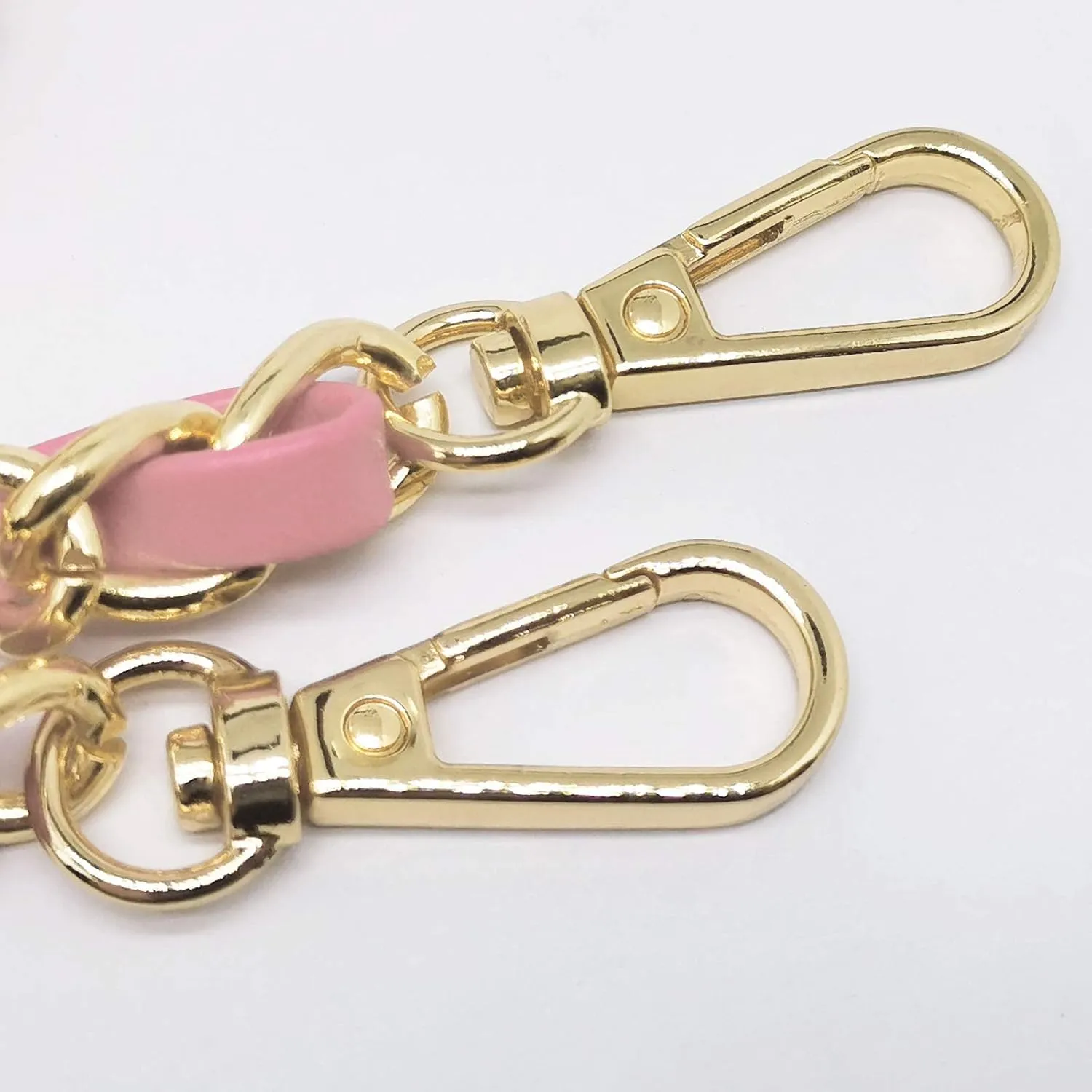 120cm/47 Inch Synthetic Leather Metal Chain Replacement DIY Flat Chain Strap Handbag Accessories Replacement Metal   Leather Pink - 7 (1 Pcs)
