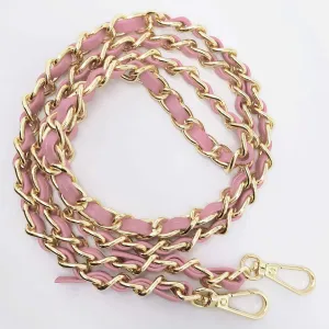 120cm/47 Inch Synthetic Leather Metal Chain Replacement DIY Flat Chain Strap Handbag Accessories Replacement Metal   Leather Pink - 7 (1 Pcs)