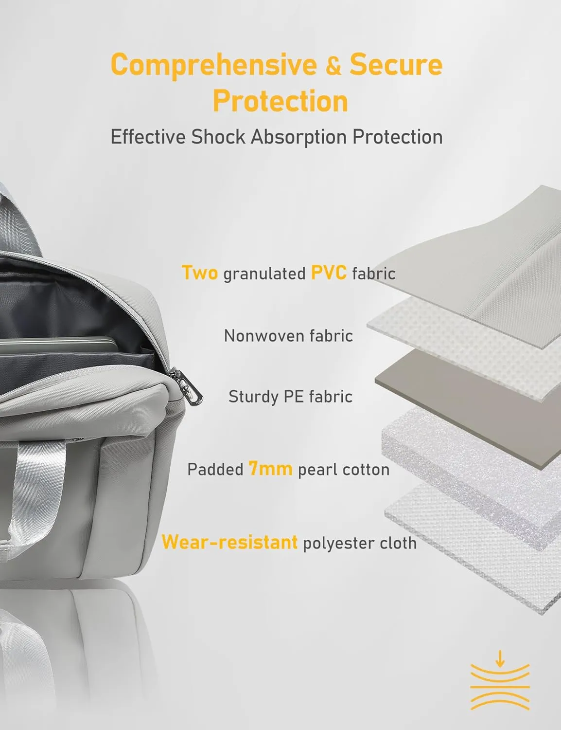 13-14 Inch Granulated Shoulder Portable Laptop Bag, Compatible with MacBook Pro 14 M4/M3/M2/M1, ASUS Chromebook Flip CX1, HP 14" Laptop, Crossbody Laptop Bag, Silk Grey