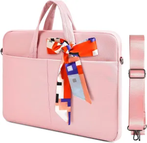 14-15 Inch Laptop Sleeve Shoulder Bag Women Ladies Briefcase for Macbook Pro 14" M4/M3/M2/M1, Macbook Air 15 M4/M3, HP Pavilion 14, Lenovo ASUS Chromebook 14, Dell Inspiron 14, Acer Carrying Case,Pink