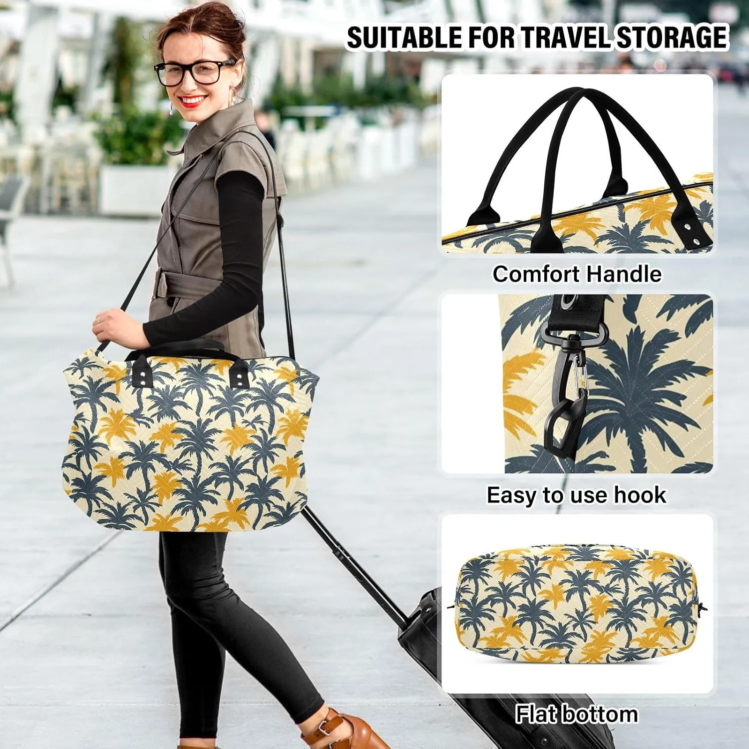 2-Piece Travel Organizer Set - Wave Quilted Expandable Duffel Bag with Detachable Toiletry Pouch, TSA-Compliant Carry-On for Gym/Camping/Airplane, Coconut Pattern (4)