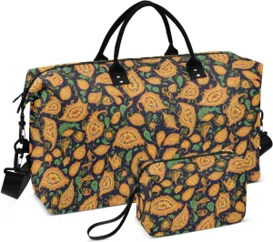 2-Piece Travel Organizer Set - Wave Quilted Expandable Duffel Bag with Detachable Toiletry Pouch, TSA-Compliant Carry-On for Gym/Camping/Airplane, Paisley Pattern (9)