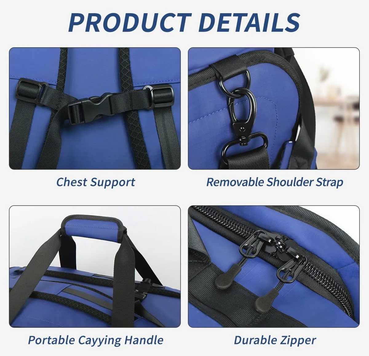 2in1 Travel Backpack Duffle Convertible Duffel Bag with Backpack Straps,40L#Blue