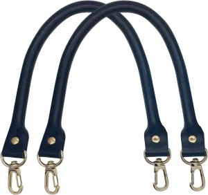 2pcs 16" Leather Replacement Shoulder Strap for Handbags Purse Bags Laptop Bag—Black Leather and Golden Clasp