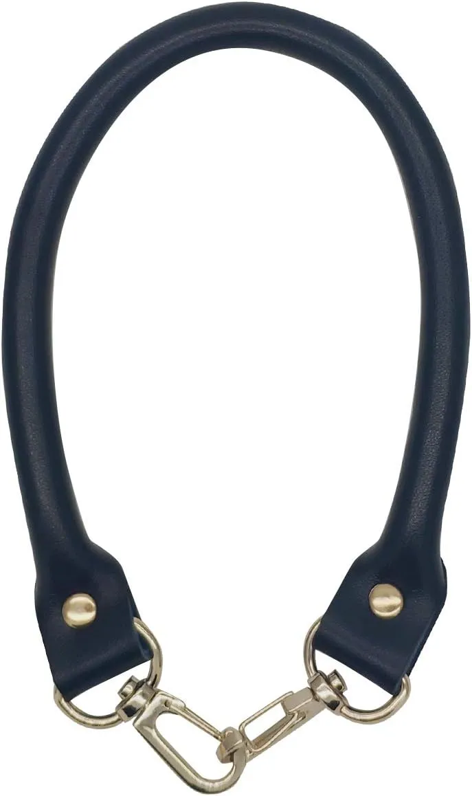 2pcs 16" Leather Replacement Shoulder Strap for Handbags Purse Bags Laptop Bag—Black Leather and Golden Clasp