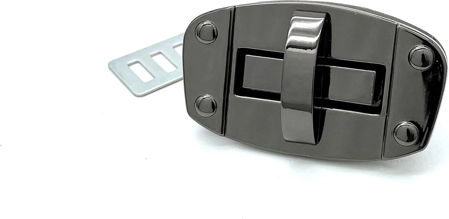 3dancraftit Rectangle Twist Turn Lock Clasp Purse Closure Lock Zinc alloying for Purse Bag Wallet Clutch Making 1.85" X 1.1" (47mm x 28mm) Gunmetal N54