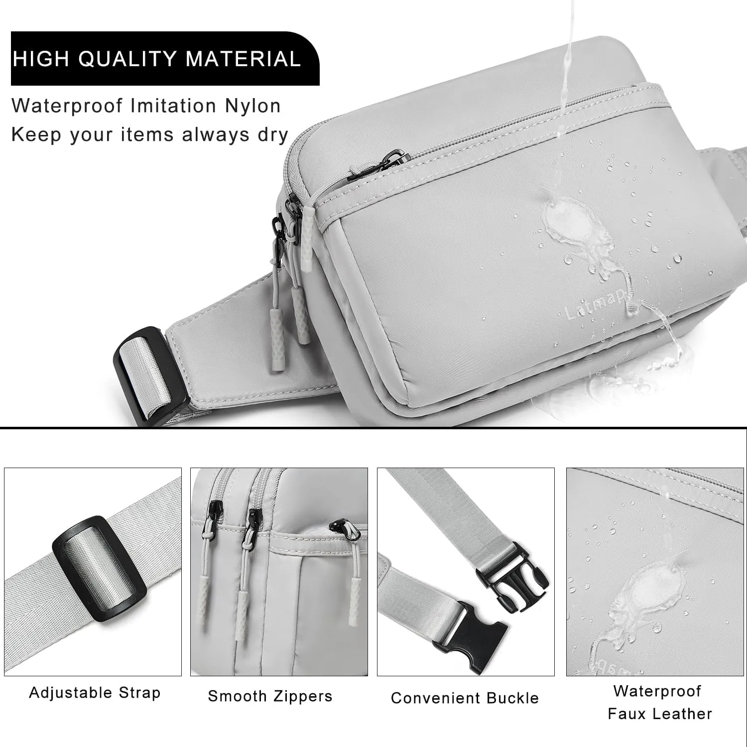 3L Fanny Packs Belt Bag for Women Small Everywhere Crossbody Bag Waist Bag Faux Leather Sling Chest Bag Purse