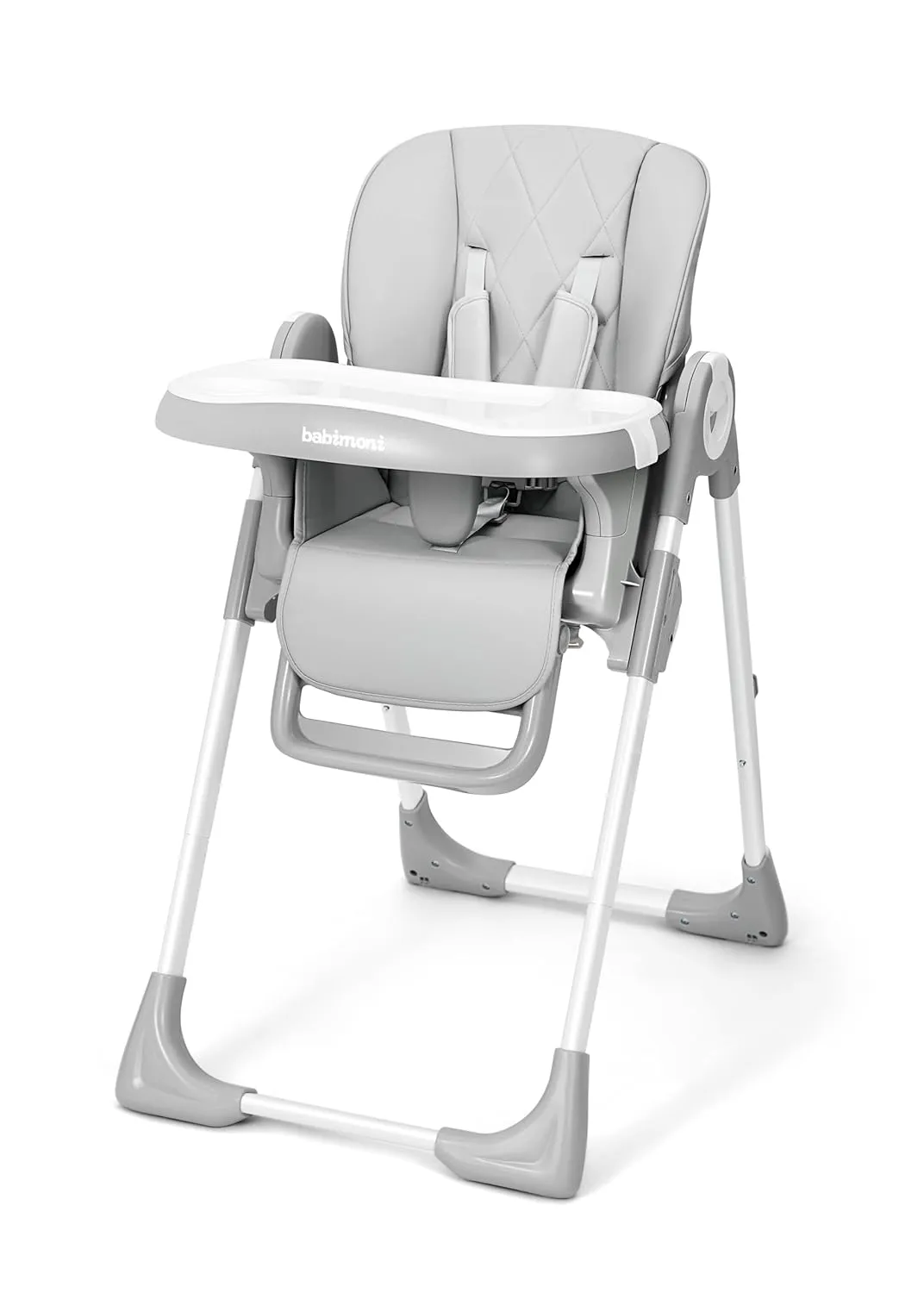 4 in 1 High Chairs for Babies and Toddlers, Convertible Foldable Baby High Chairs, Feeding and Eating Seat Highchair with 4 Levels of Recline and 7 Levels of Height Adjustment, Gray