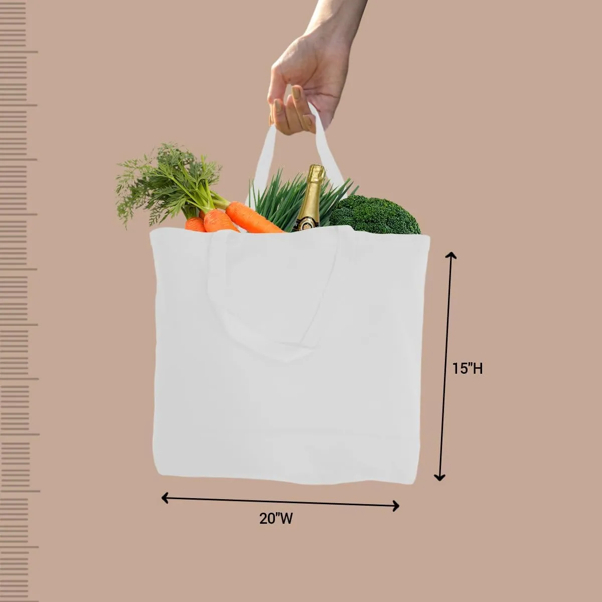 5 | 6 | 12 | 24 | 48 | 192 Heavy Cotton Canvas Tote Bag Jumbo 25L Reusable Grocery Bags