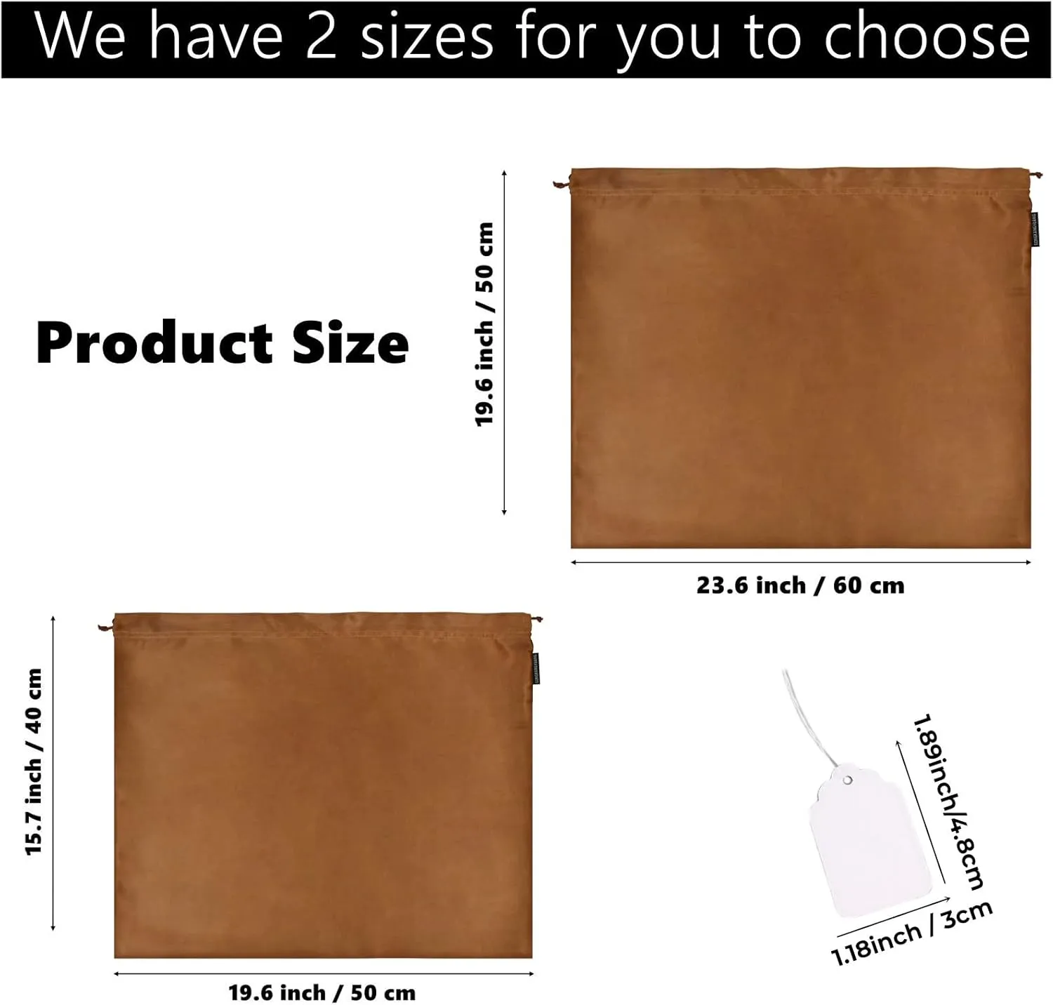 6 Pack Dust Bags for Handbags Silk Dust Cover Bag for Handbags Purses Shoes Boots, Silk Dustproof Drawstring Bag Travel Storage Pouch (Brown, 23.6 × 19.6 in)