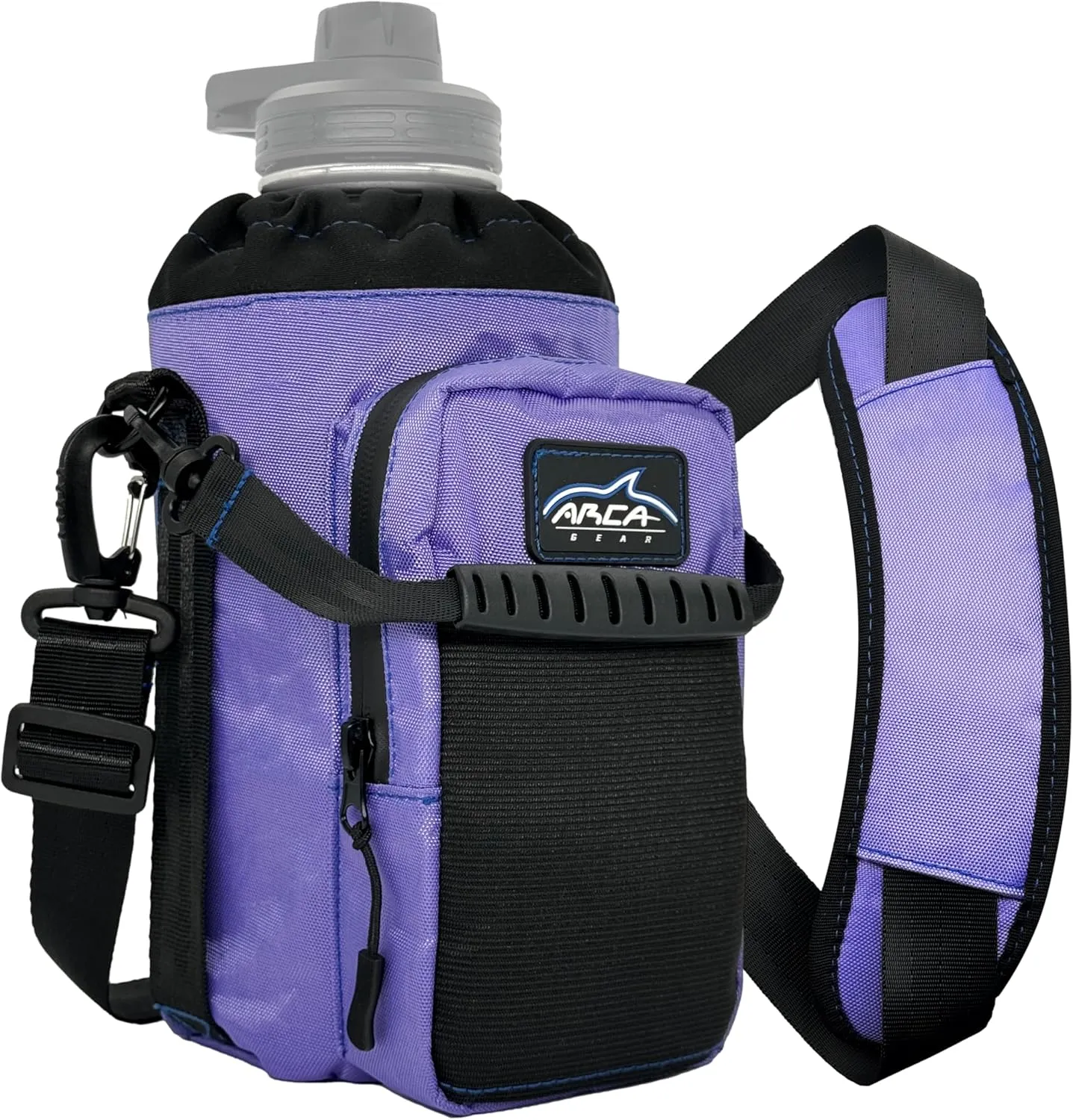 64 OZ Hydro Carrier Large - Insulated Water Bottle Sling w/Carry Handle, Shoulder Strap, Wallet and Two Pouches - The Perfect Flask Accessory
