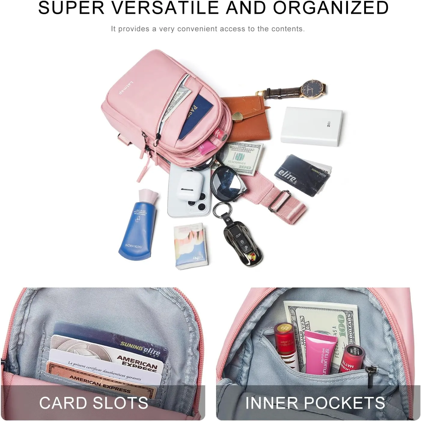 7L Sling Bag For Women Men Backpack Fanny Pack Crossbody Chest Travel Shoulder Belt Bags Purse Handbag PU Leather