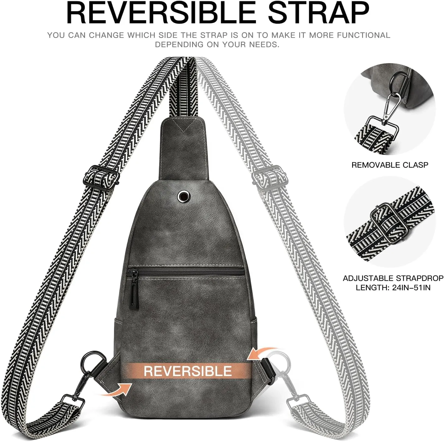 7L Sling Bag for Women Men Leather Small Sling Backpack Daypack Anti Theft Fanny Pack Crossbody Purse Travel