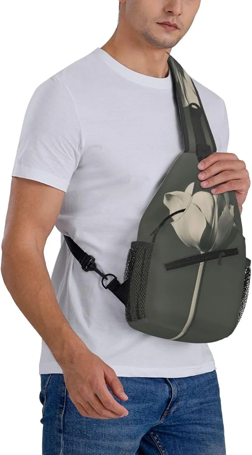 A Single Tulip Sling Bag For Men Crossbody Backpack,Women Shoulder Bag For Travel Sport