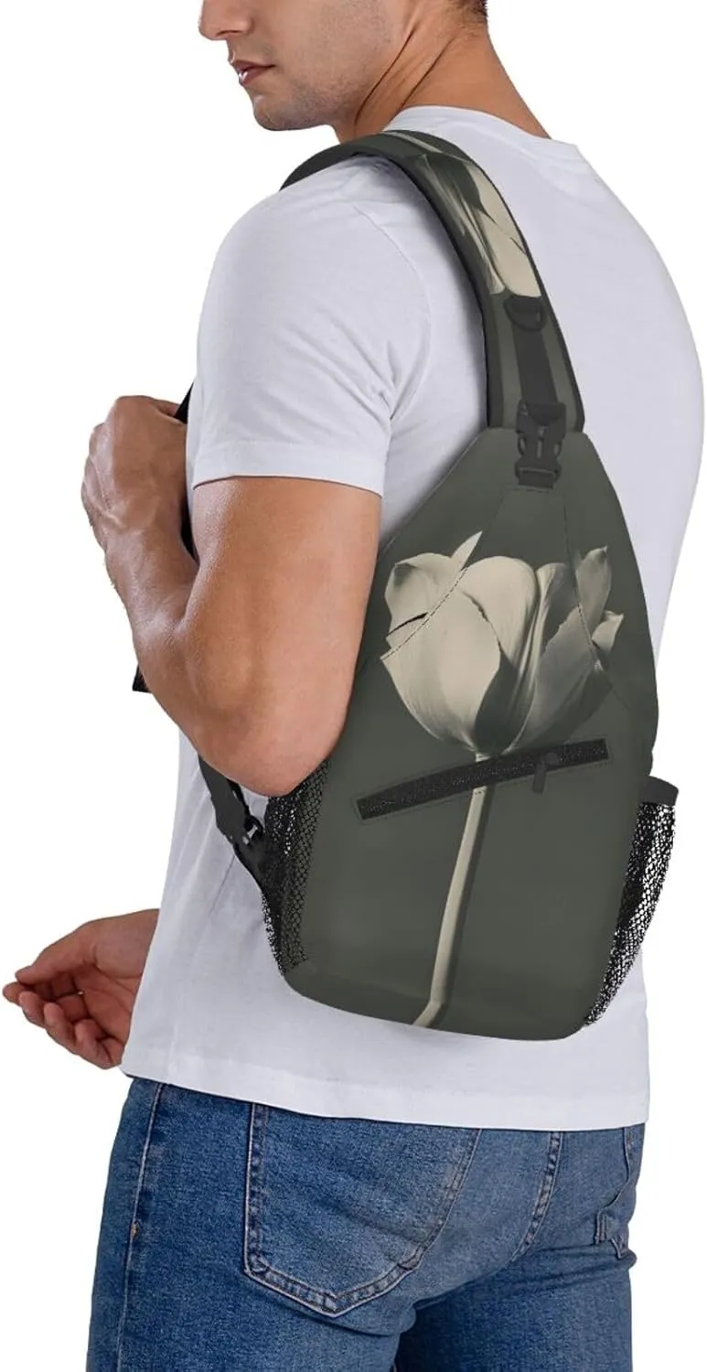 A Single Tulip Sling Bag For Men Crossbody Backpack,Women Shoulder Bag For Travel Sport
