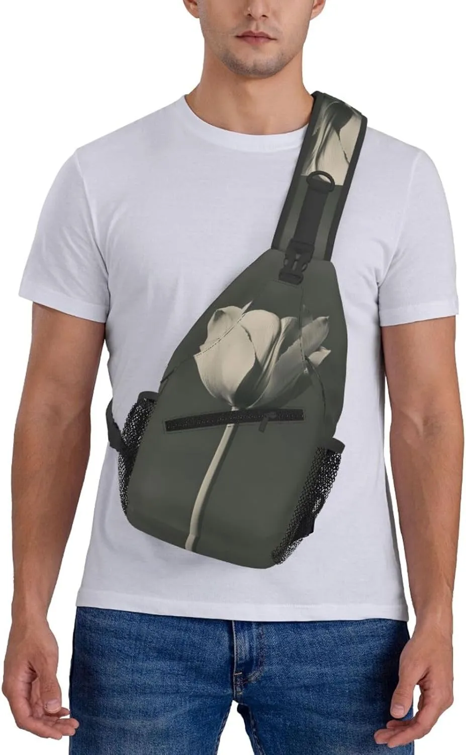 A Single Tulip Sling Bag For Men Crossbody Backpack,Women Shoulder Bag For Travel Sport