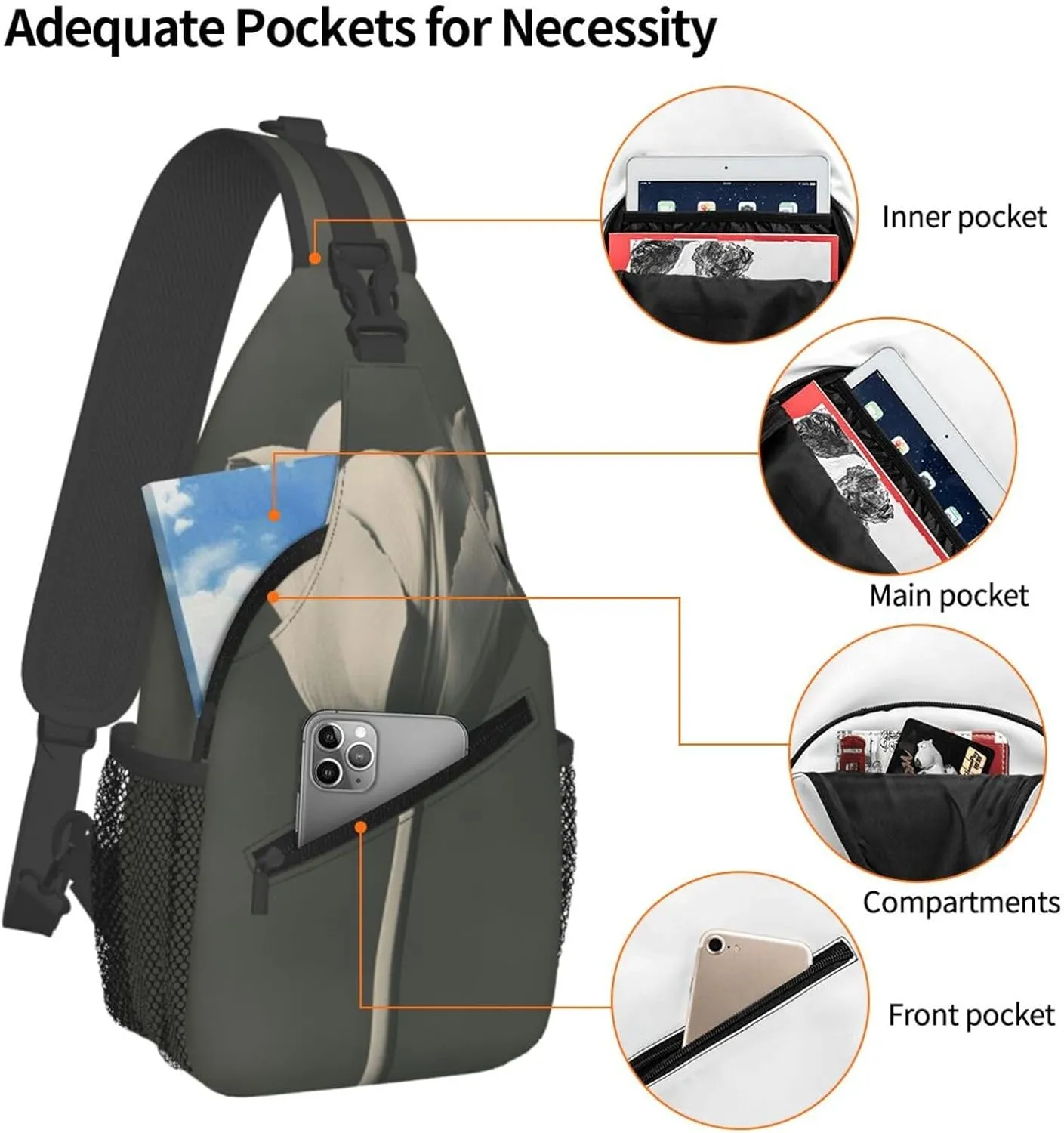 A Single Tulip Sling Bag For Men Crossbody Backpack,Women Shoulder Bag For Travel Sport