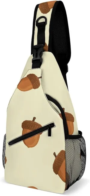 Acorn-cartoon-pattern Crossbody Sling Backpack, Shoulder Bag Chest Bag for Travel Sport Running, 38x20cm, Style-2