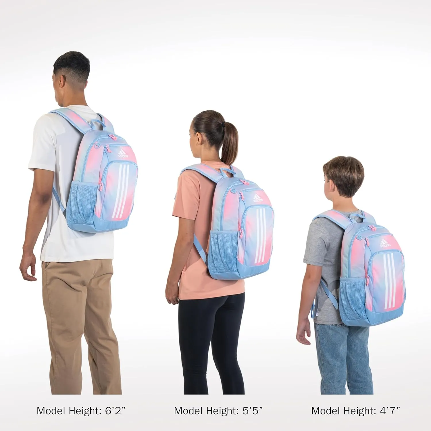 adidas Creator Laptop Backpack for Women and Men, Comfortable and Durable Small Athletic Bag, Icon Brand Love White/Flash Aqua Blue/Light Purple, One Size