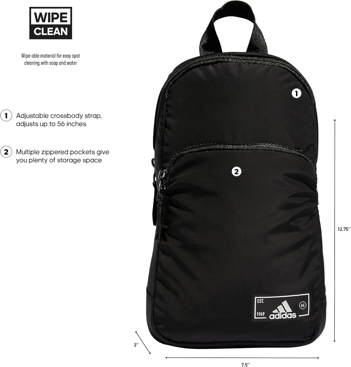 adidas Essentials Sling Small Crossbody Bag for Women and Men (5L), Black/2.0, One Size