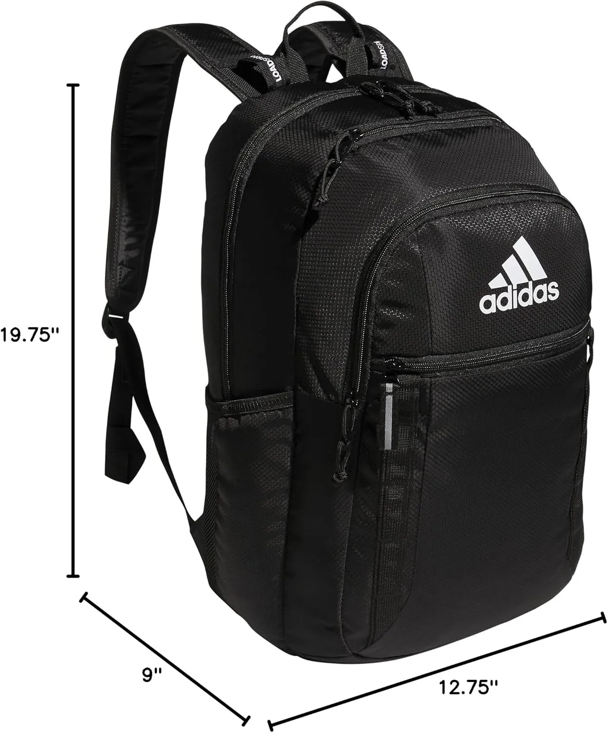 adidas Excel Backpack, Durable Large Athletic Laptop Bag, Black/White, One Size