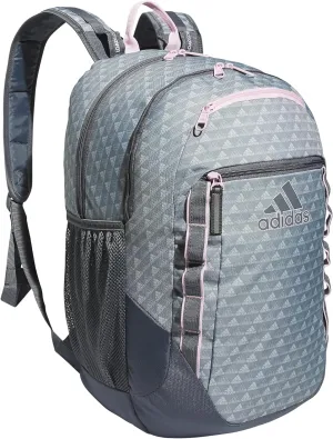 adidas Excel Laptop Durable Large Athletic Gym Backpack Bag, BOS Mini Monogram Grey-Grey Two/Orchid Fusion Purple, One Size