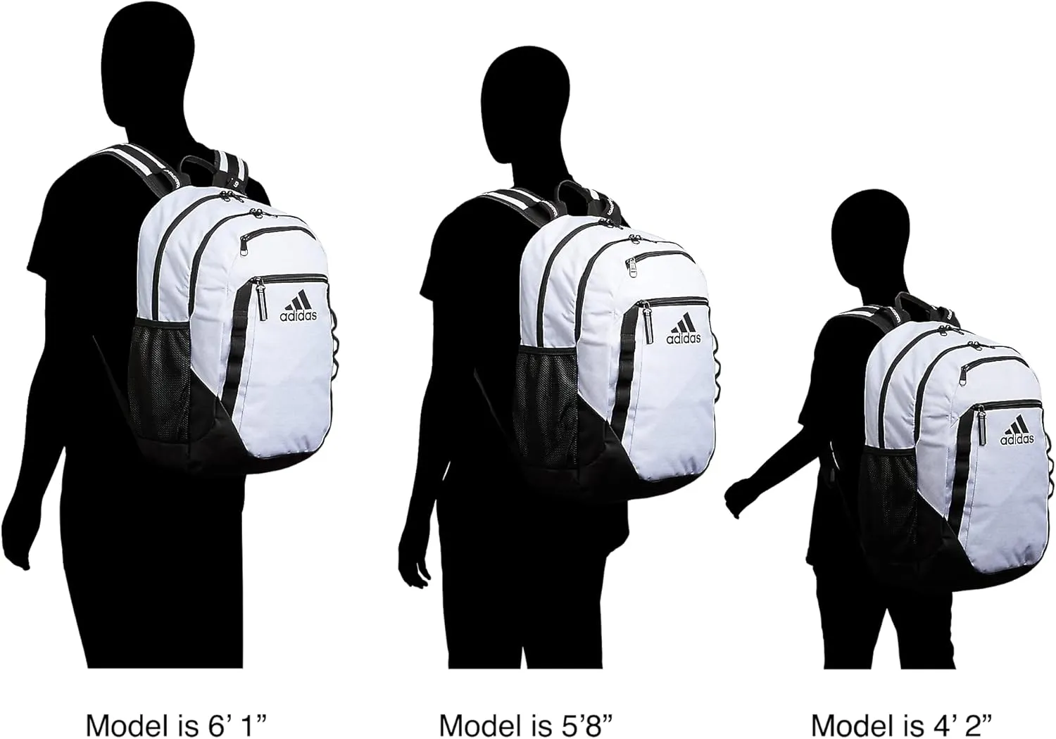 adidas Excel Laptop Durable Large Athletic Gym Backpack Bag, Jersey White/Black FW21, One Size