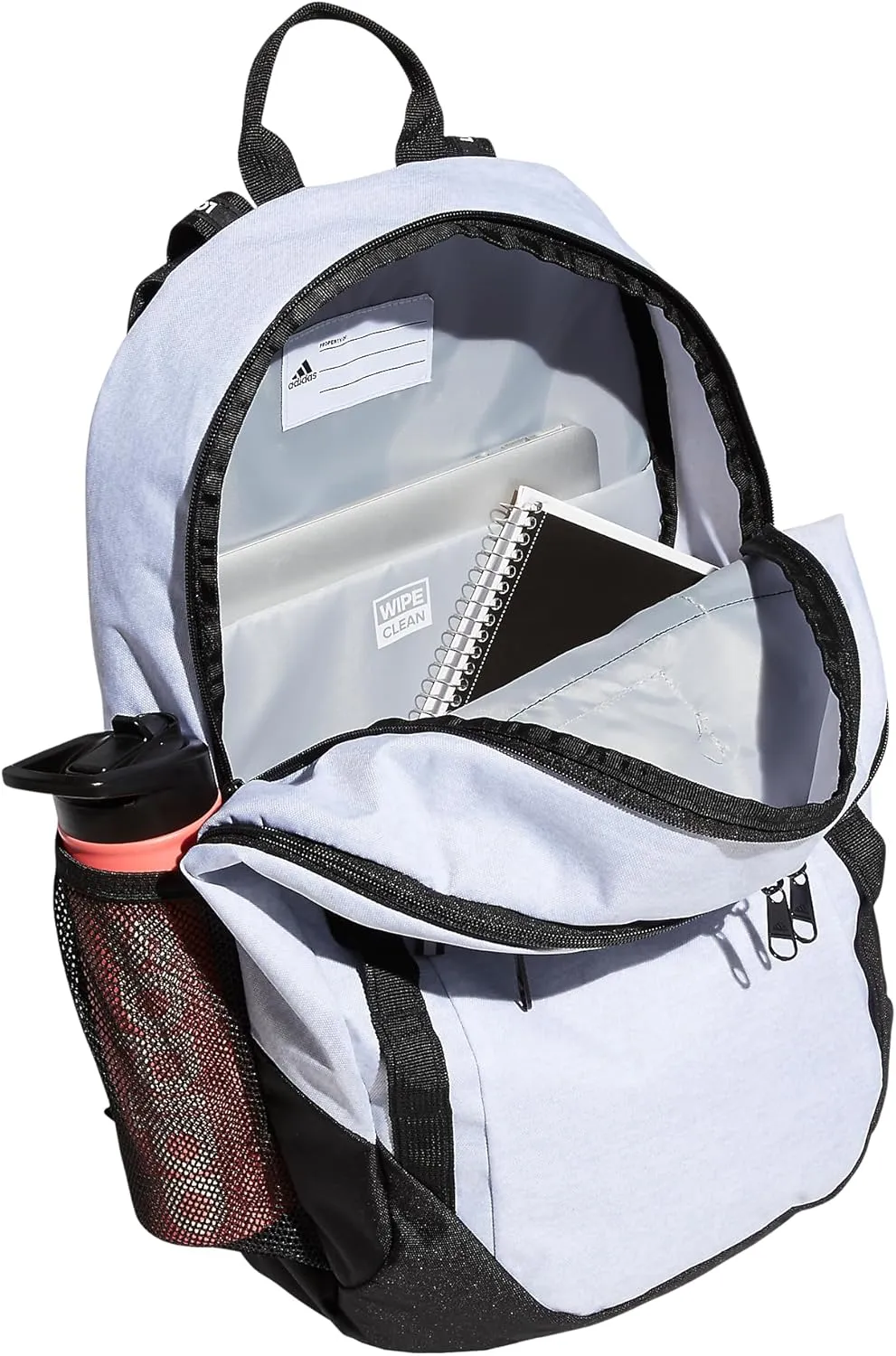 adidas Excel Laptop Durable Large Athletic Gym Backpack Bag, Jersey White/Black FW21, One Size