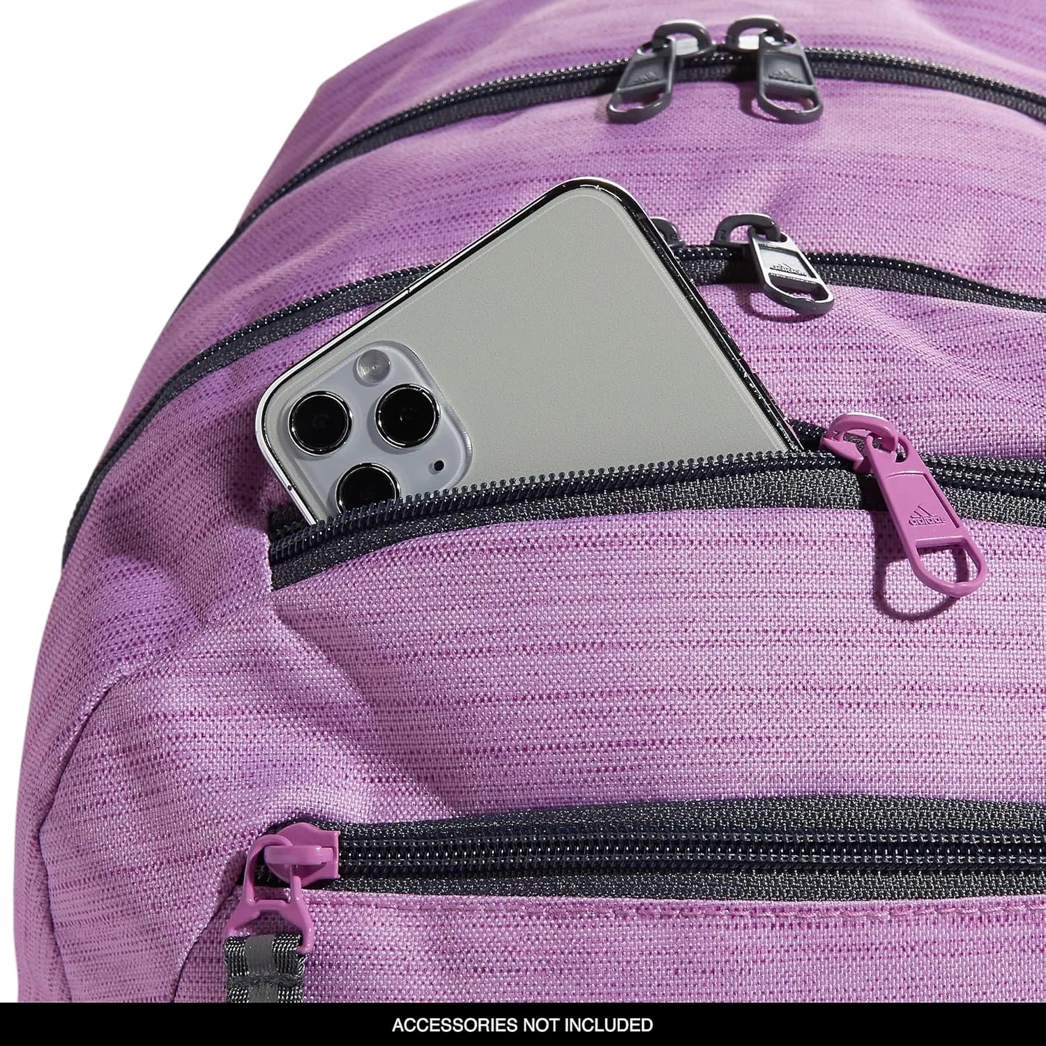 adidas Foundation Laptop, Book Bag with Sleeve, Large Durable Athletic Backpack for Men and Women, Two Tone Bliss Lilac-Semi Pulse Lilac/Onix Grey/Silver Metallic, One Size