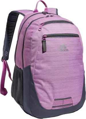 adidas Foundation Laptop, Book Bag with Sleeve, Large Durable Athletic Backpack for Men and Women, Two Tone Bliss Lilac-Semi Pulse Lilac/Onix Grey/Silver Metallic, One Size