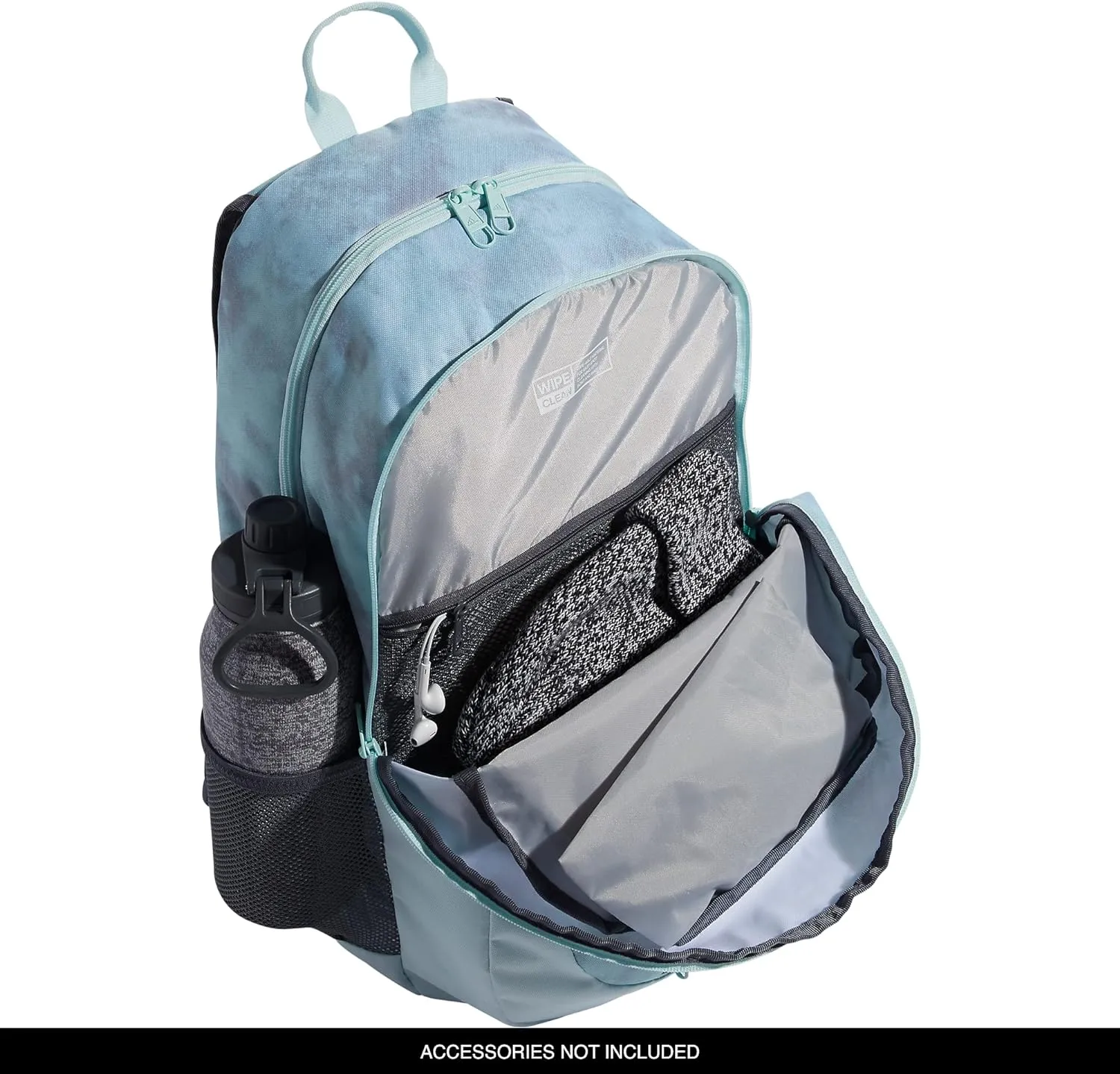 adidas Unisex Foundation Backpack for Laptop, Book Sleeve, Large Durable Athletic Gym Bag, Stone Wash Almost Blue-Grey Two/Almost Blue/Silver Metallic, One Size