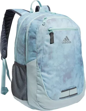 adidas Unisex Foundation Backpack for Laptop, Book Sleeve, Large Durable Athletic Gym Bag, Stone Wash Almost Blue-Grey Two/Almost Blue/Silver Metallic, One Size