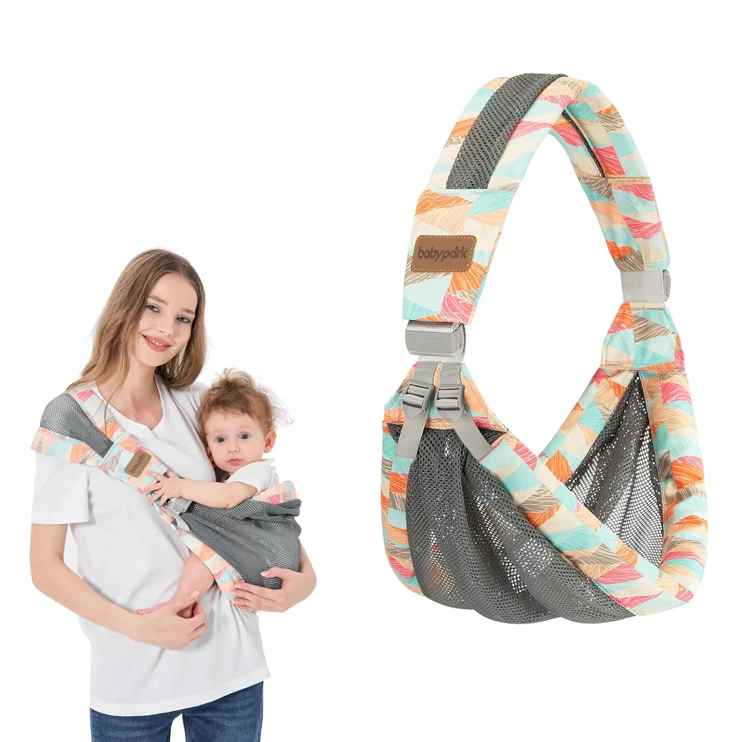 Adjustable One Shoulder Baby Carrier for Infant, Lightweight Breathable Mesh Baby Hip Carrier Portable Baby Carrier Sling for Newborn to Toddler Girl and Boy 6-40 lbs (Orange)