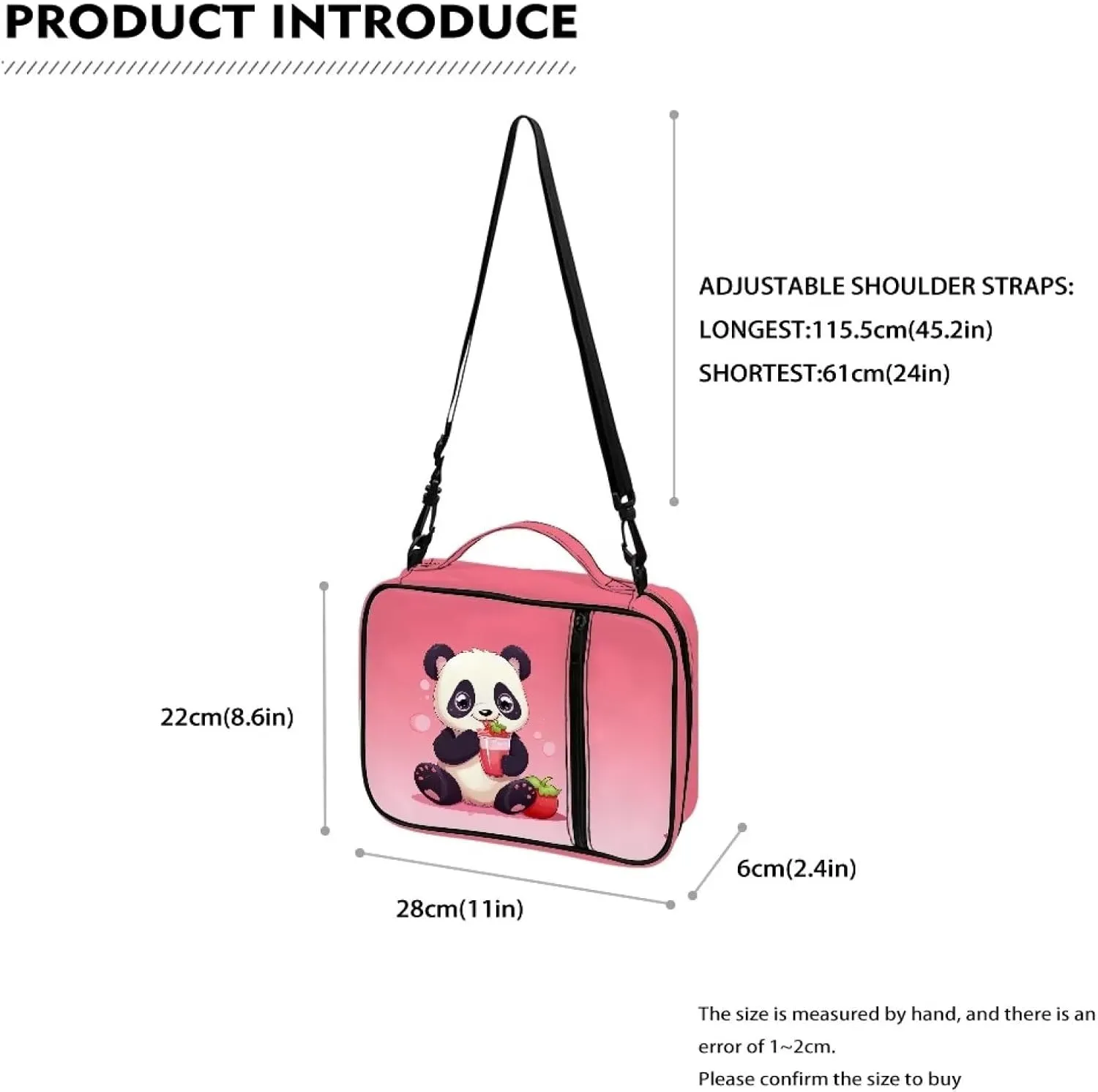 Adorable Panda Bible Cover Tote Handbag Carrying Book Case Protable Bible Bag Crossbody Messenger Bags with Zipper and Pocket for Women Adults Holiday Weekend Christian