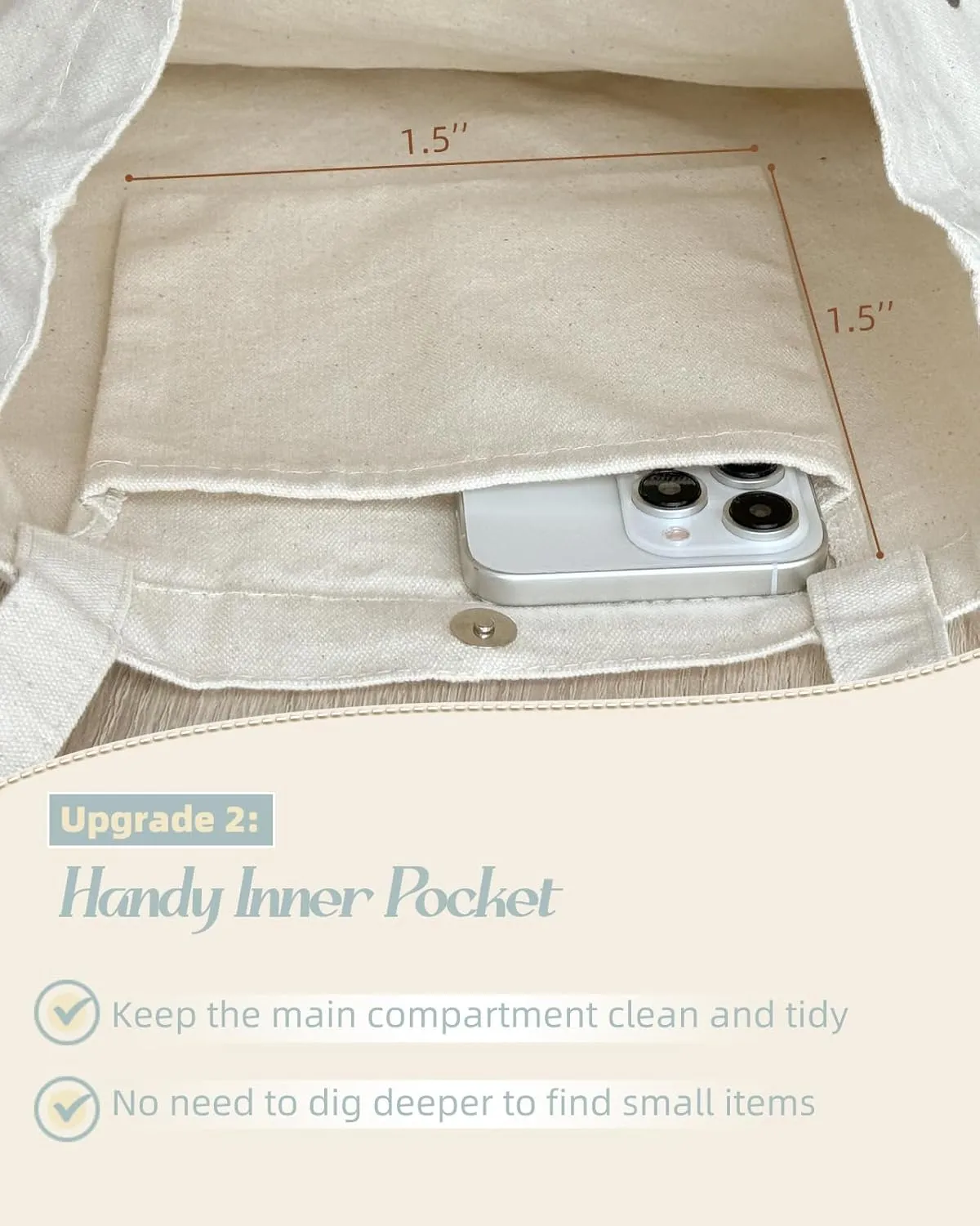 Aesthetic Cottonseed Tote Bag for Women - with Magnetic Buckle and Inner Pocket for Lady Cotton Tote Bag