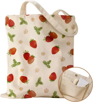 Aesthetic Cottonseed Tote Bag for Women - with Magnetic Buckle and Inner Pocket for Lady Cotton Tote Bag