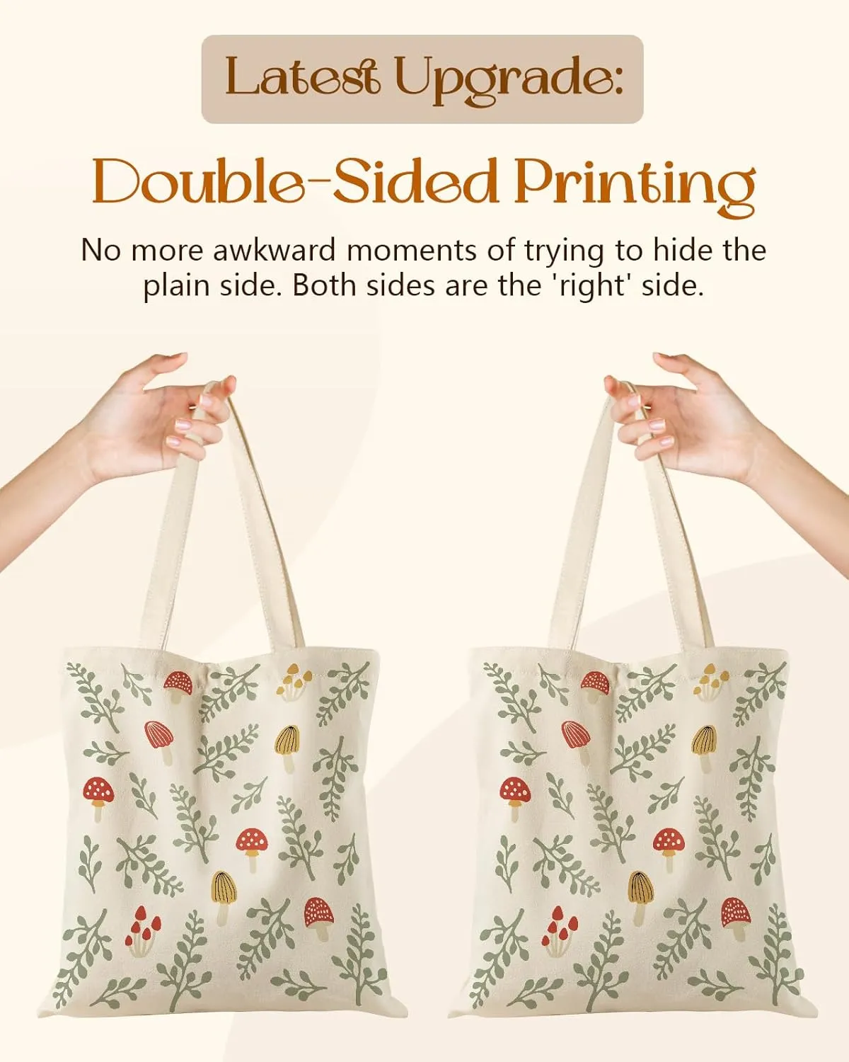 Aesthetic Tote Bag for Girls - with Magnetic Buckle and Zipper Inner Pocket for Women Lady Canvas Cotton Tote Bag