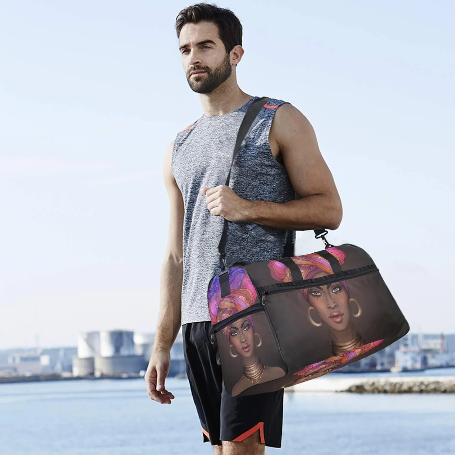 African American Girl Travel Duffel Bag Luggage Sports Gym Bag With Shoes Compartment Large Capacity Lightweight Duffle Bag For Men Women