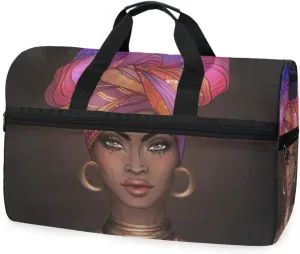 African American Girl Travel Duffel Bag Luggage Sports Gym Bag With Shoes Compartment Large Capacity Lightweight Duffle Bag For Men Women