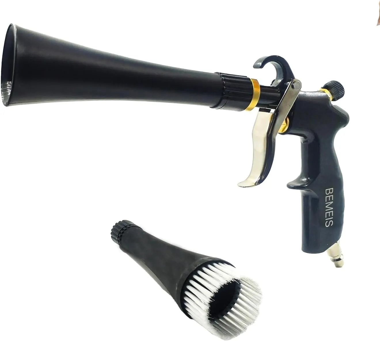 Air Blow Gun with Brass Adjustable Air Flow Nozzle,Cleaning Gun Quickly Blasts Dirt and Dust from Surface Works with Air Compressor(Upgrade Aluminium Rotate Tube) (Detail Blowing Gun), Black