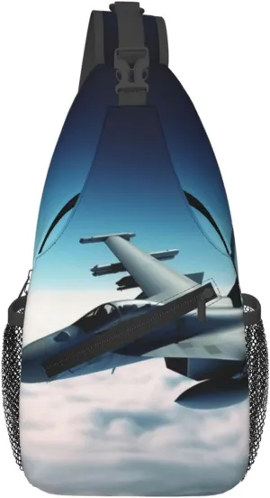 Aircraft Fighter Jets Crossbody Bags for Men Women Fashion Sling Backpack Casual Chest Bag Travel Hiking Daypack