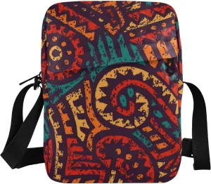ALAZA African Ethnic and Tribal Geometric Crossbody Bag Small Messenger Bag Shoulder Bag with Zipper for Women Men