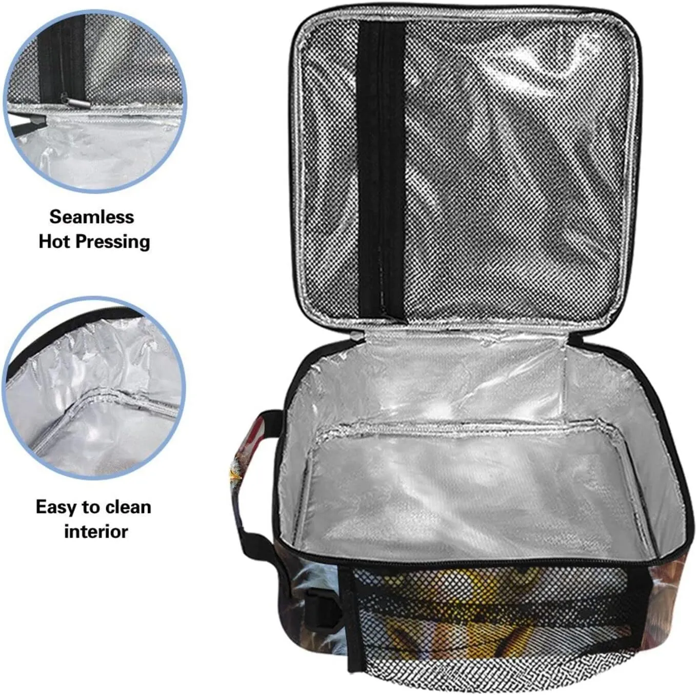 ALAZA American Eagle Bald Flag Lunch Box Insulated Lunch Bag Girls Lunch Cooler Bag Tote Freezable Shoulder Strap Lunchbox Thermal Meal Tote Kit for Girls School Picnic