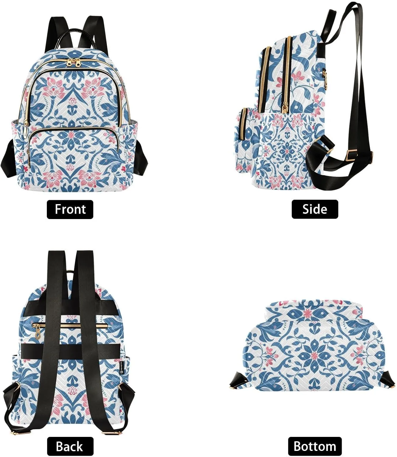 ALAZA Ornamental Floral Pattern Small Backpack Purse for Women Travel Bag Lightweight Shoulder Bag Fashion Daypack